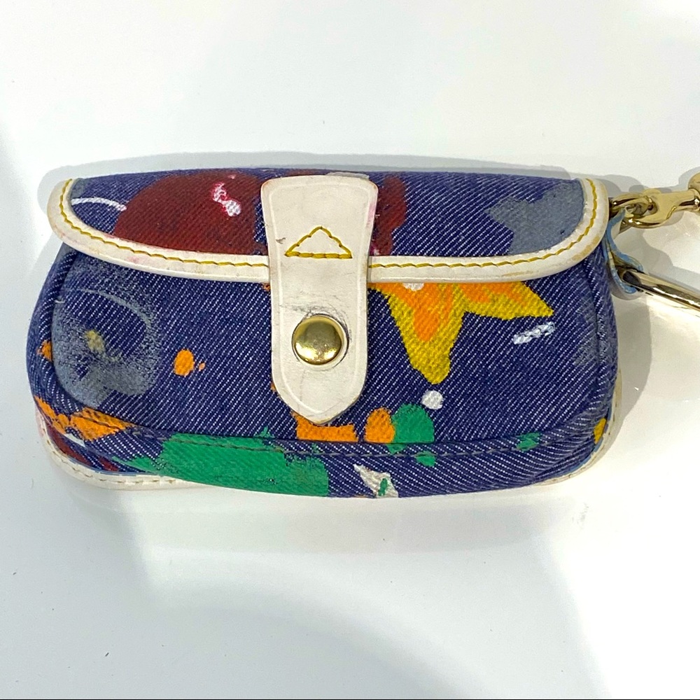 Dooney and Bourke denim paint splattered wristlet